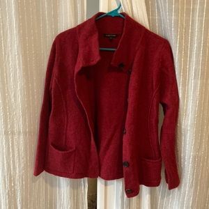 Eileen Fisher red cardigan wool size XL